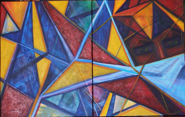 VEILS Serie Triangulismos Acrylic Canvas Figure Painting