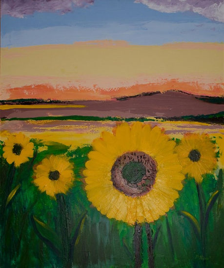 girasoles Acrylic Canvas Landscaping