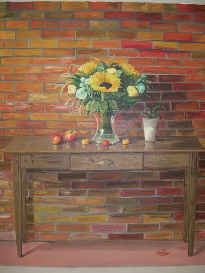 Tres girasoles Oil Canvas Still Life Paintings