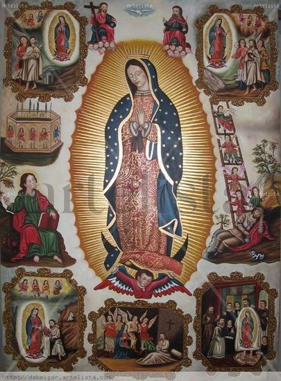 San Juan de Patmos, el Sueño de Jacob y la Virgen de Guadalupe Óleo Lienzo Figura