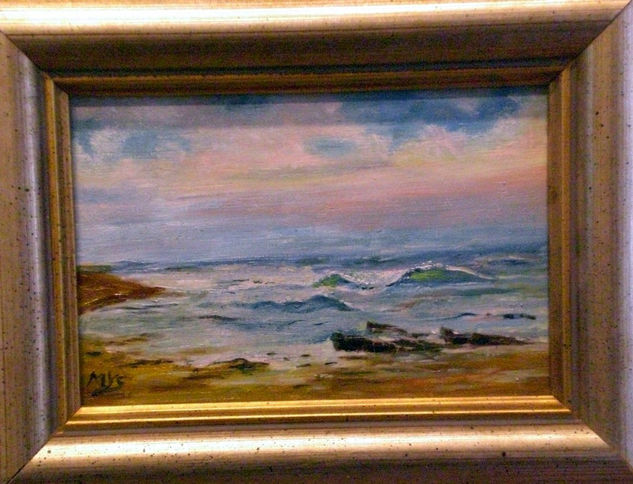 "La Playa" Oil Panel Marine Painting