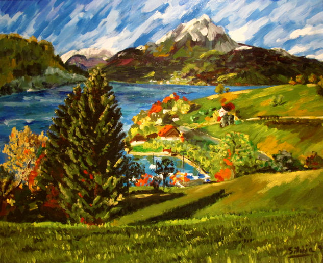 Paisaje de Suiza II Acrílico Lienzo Paisaje