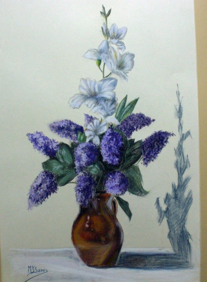 "Lilas" Pastel Paper Floral Painting