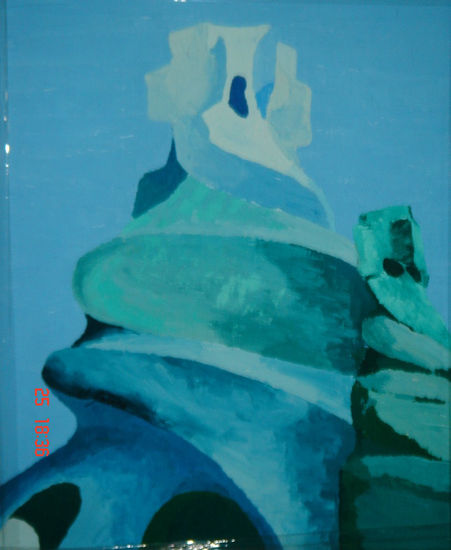 Chimenea en azules Oil Panel Landscaping