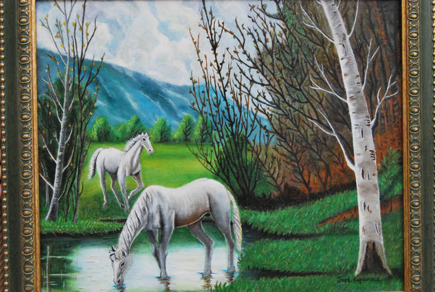 CABALLOS  dos Óleo Lienzo Paisaje