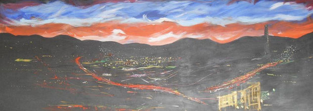 ciudad  ocaso Acrylic Canvas Landscaping