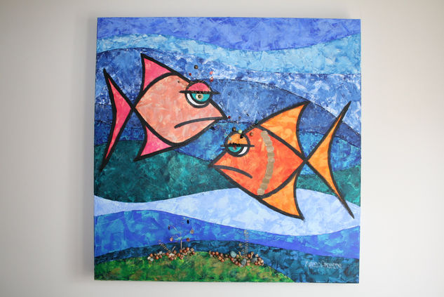 peixes e corais Others Textile Marine Painting