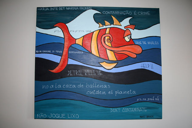 cuidemos el mar Acrylic Textile Marine Painting