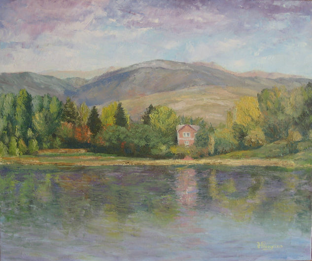 Lago de Bañolas Oil Canvas Landscaping