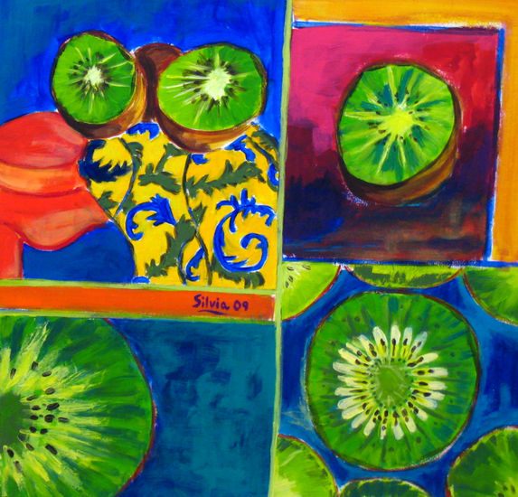 Composición de Kiwis Acrylic Panel Still Life Paintings