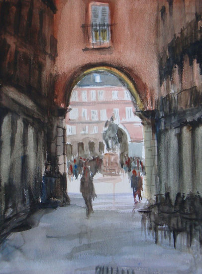 Hacia la Plaza Mayor Watercolour Paper Landscaping