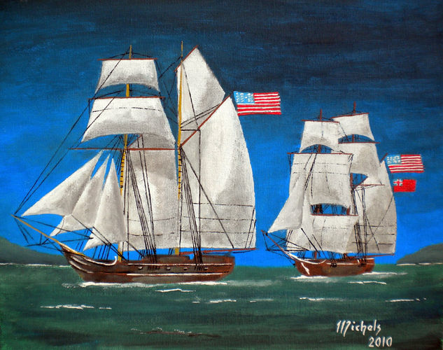 Goélette Lee Acrylic Canvas Marine Painting