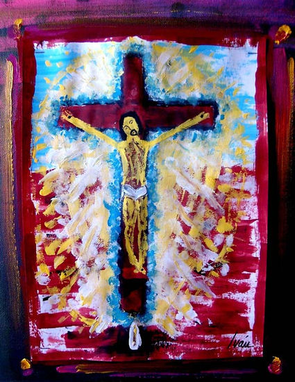 CRISTO GLORIOSO (versión particular de EL CRISTO AMARILLO de Paul Gauguin) Mixed media Canvas Figure Painting