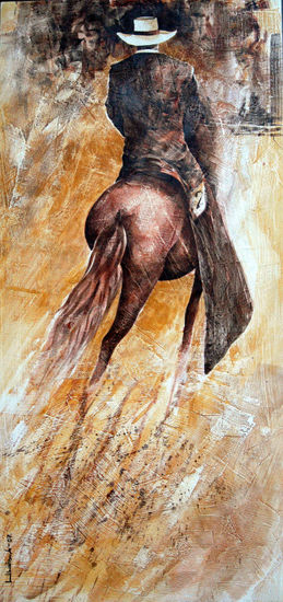 de la serie LA ESPERA Watercolour Panel Figure Painting