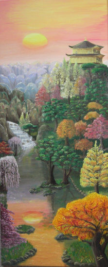 Otoño imaginado en Japón Oil Canvas Landscaping