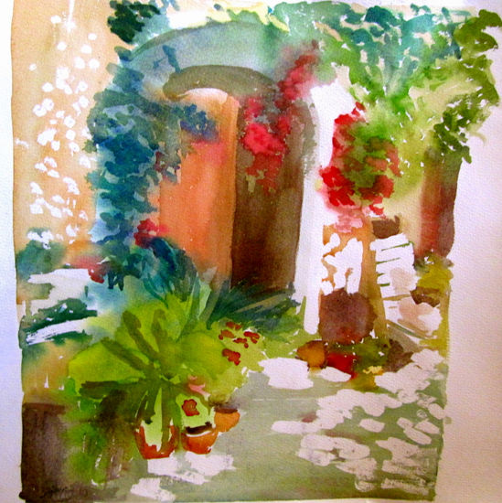 Portal mallorquín Acuarela Papel Paisaje