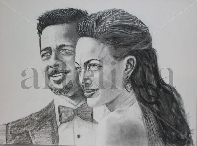 ANGELINA JOLIE-BRAD PITT Charcoal