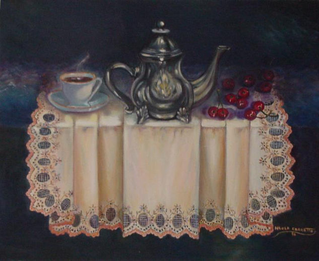 Mi primer café Oil Canvas Still Life Paintings