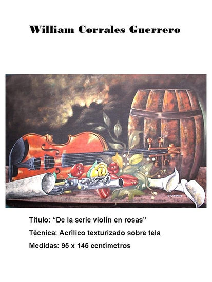 "violin en rosas" Óleo Lienzo Paisaje