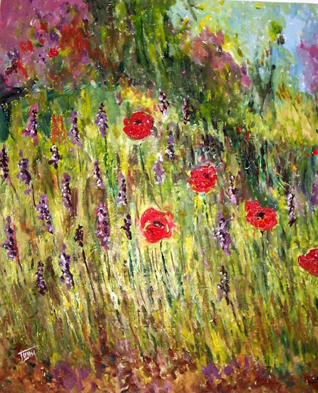 Amapolas y lavanda Oil Canvas