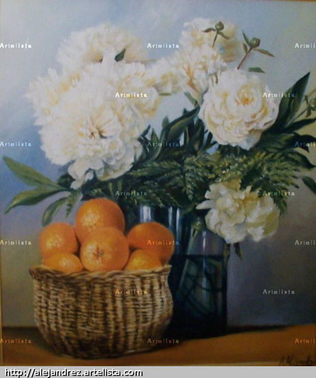 Bodegon con flores Oil Canvas Floral Painting