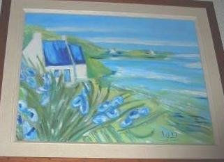 casita ala orrilla del mar Oil Canvas Landscaping