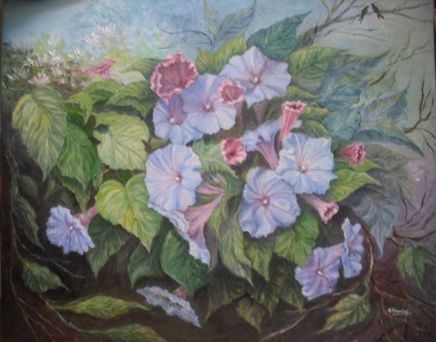 "Campanillas" Oil Canvas Floral Painting