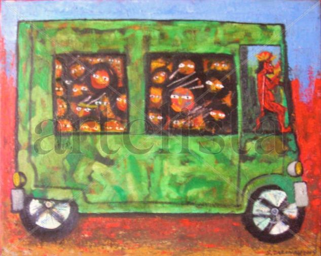 el diablo al volante Oil Canvas Landscaping