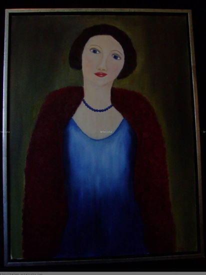 La Dama de Azul Oil Canvas Portrait