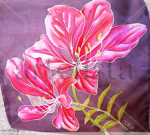 Liliums Others Textile Floral Painting