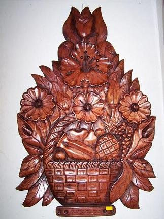 Flores y frutas Madera Figurativa