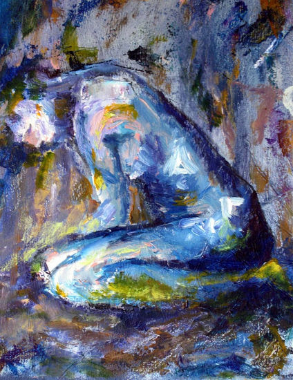 Feeling Blue #1 Oil Panel Nude Paintings