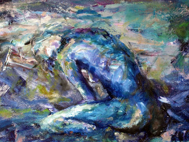 Feeling Blue #2 Oil Panel Nude Paintings