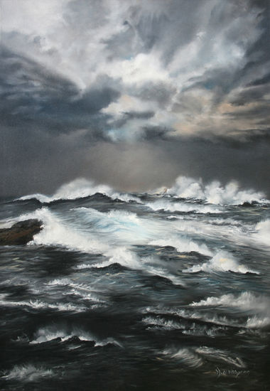 EL CIELO TAMBIÉN SE MUERE Oil Textile Marine Painting