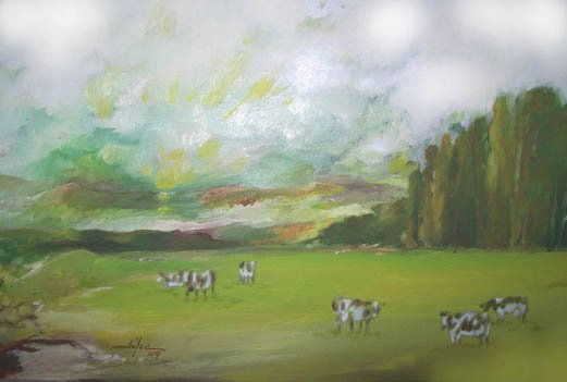 PAISAJE CAMPESTRE CON VAQUITAS