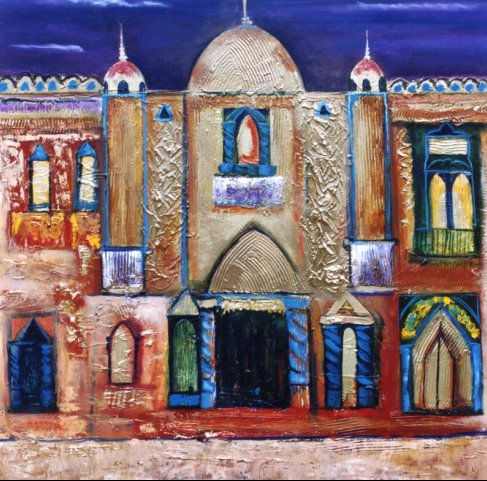 Templo en India Mixed media Canvas Landscaping