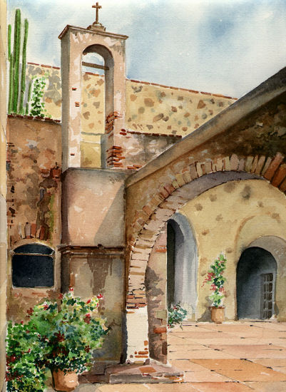 Patio Queretano II Watercolour Paper Landscaping