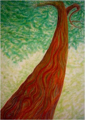 Árbol en Rojo Pastel Lienzo Figura