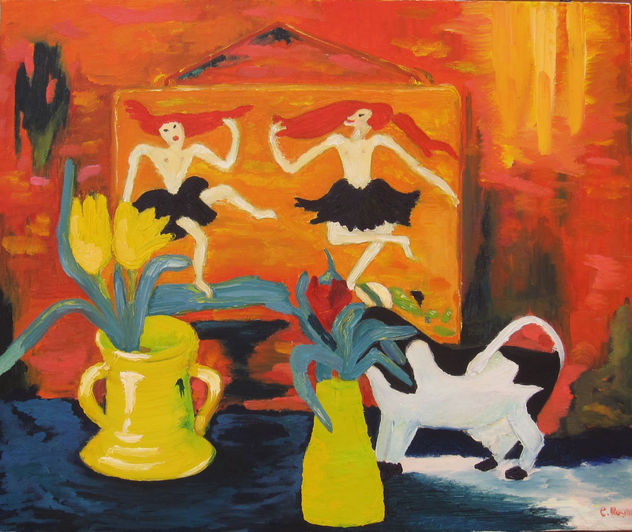 Copia. Naturaleza muerta con bailarinas, de Emil Nolde