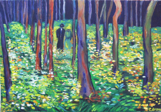 Dos figuras en el bosque. Inspiración Vincent van Gogh Oil Canvas Landscaping