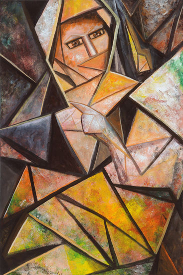 THERE Serie Triangulismos Acrylic Canvas Figure Painting