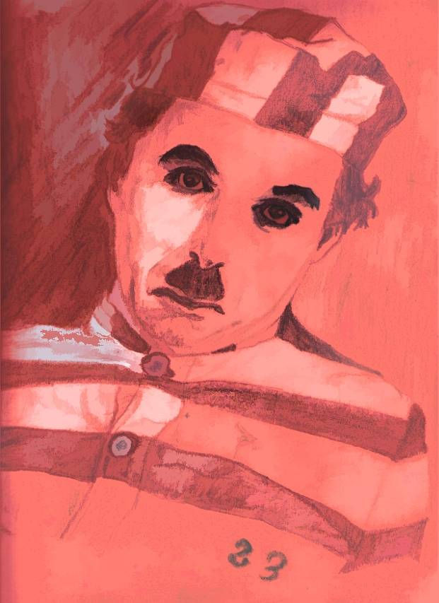 charlot entre rojo y azul