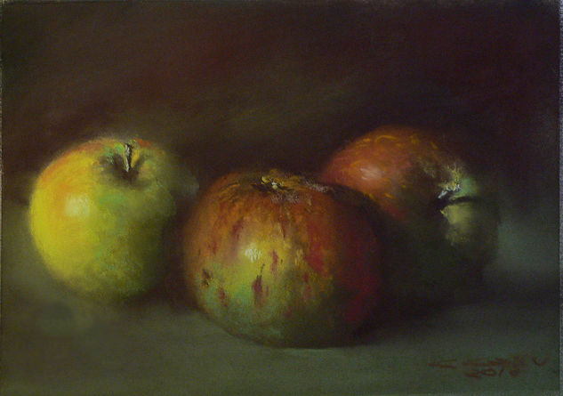 Manzanas Pastel Paper Still Life Paintings