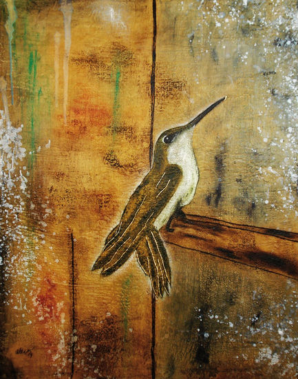 UN COLIBRI EN EL TALLER Cera Tela Animales