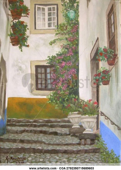 Recordando Obidos Oil Canvas Landscaping