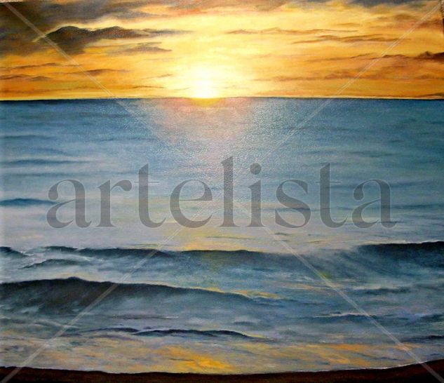 Atardecer,mar,cielo,marina Oil Canvas Marine Painting