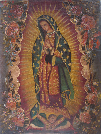 virgen de Guadalupe Óleo Lienzo Figura