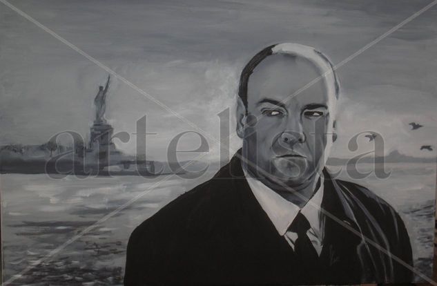 Retrato de Tony Soprano Óleo Lienzo Retrato