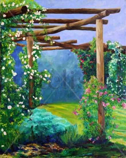 Silencio, entre rosas Oil Canvas Landscaping