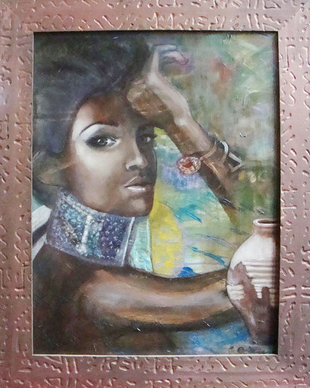 Princesa Africana Oil Panel Portrait